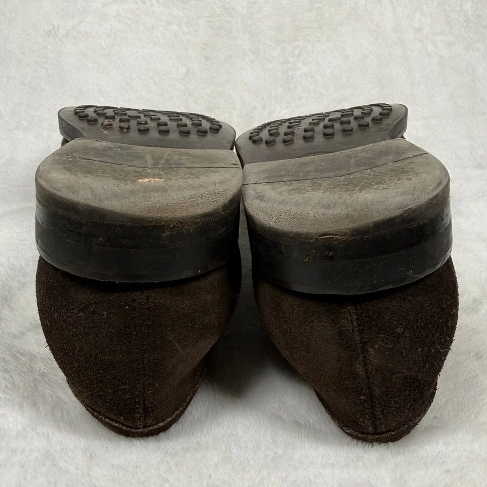 Tods Dark Brown Suede Penny Loafers Made in Italy Mens 5.5‎